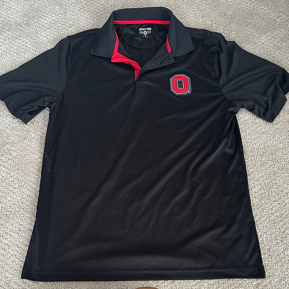 Ohio State Black Polo Shirt with Red Accents